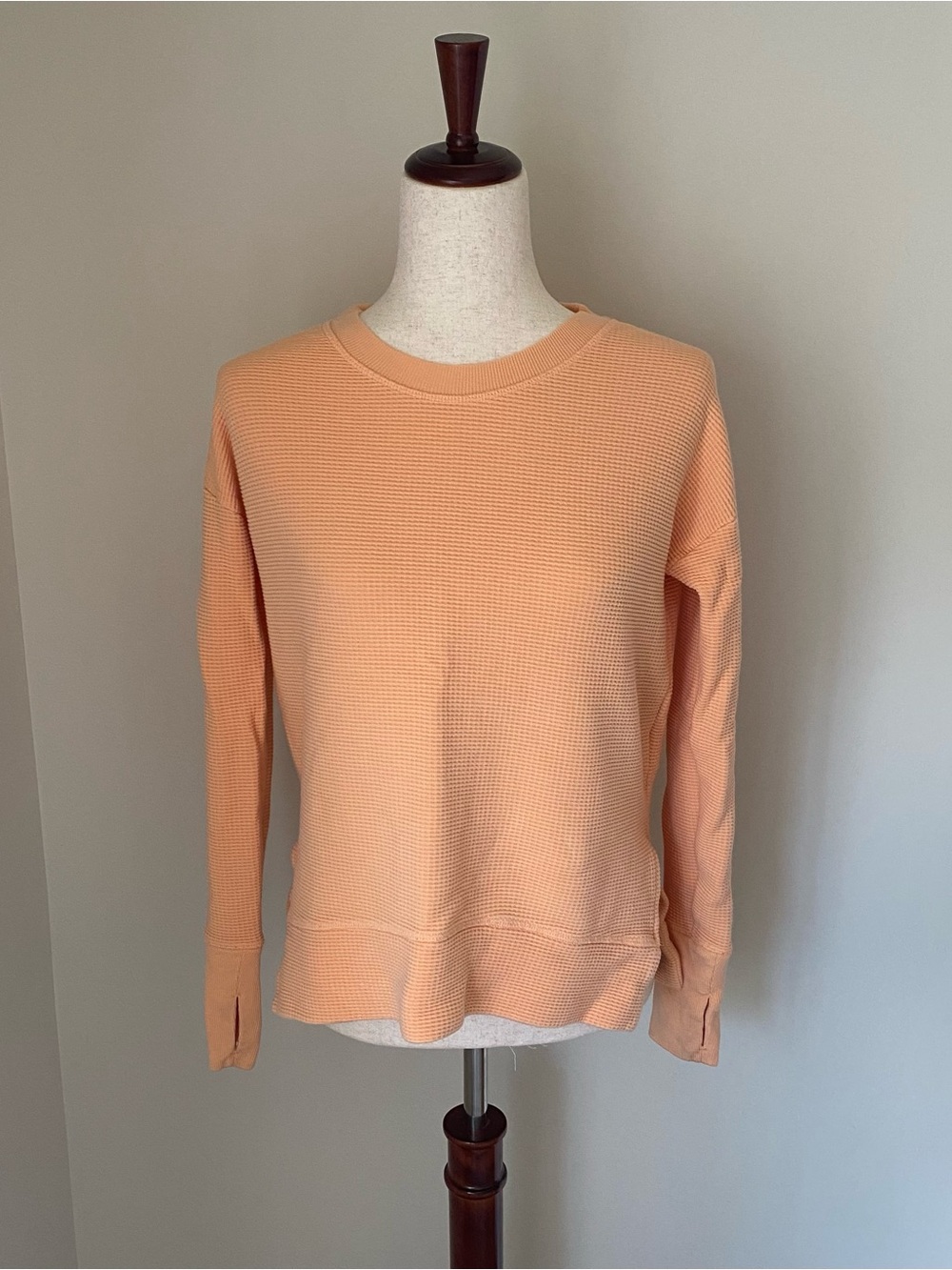 Athleta Coaster Luxe Waffle Sweatshirt Creamsicle Orange XS
